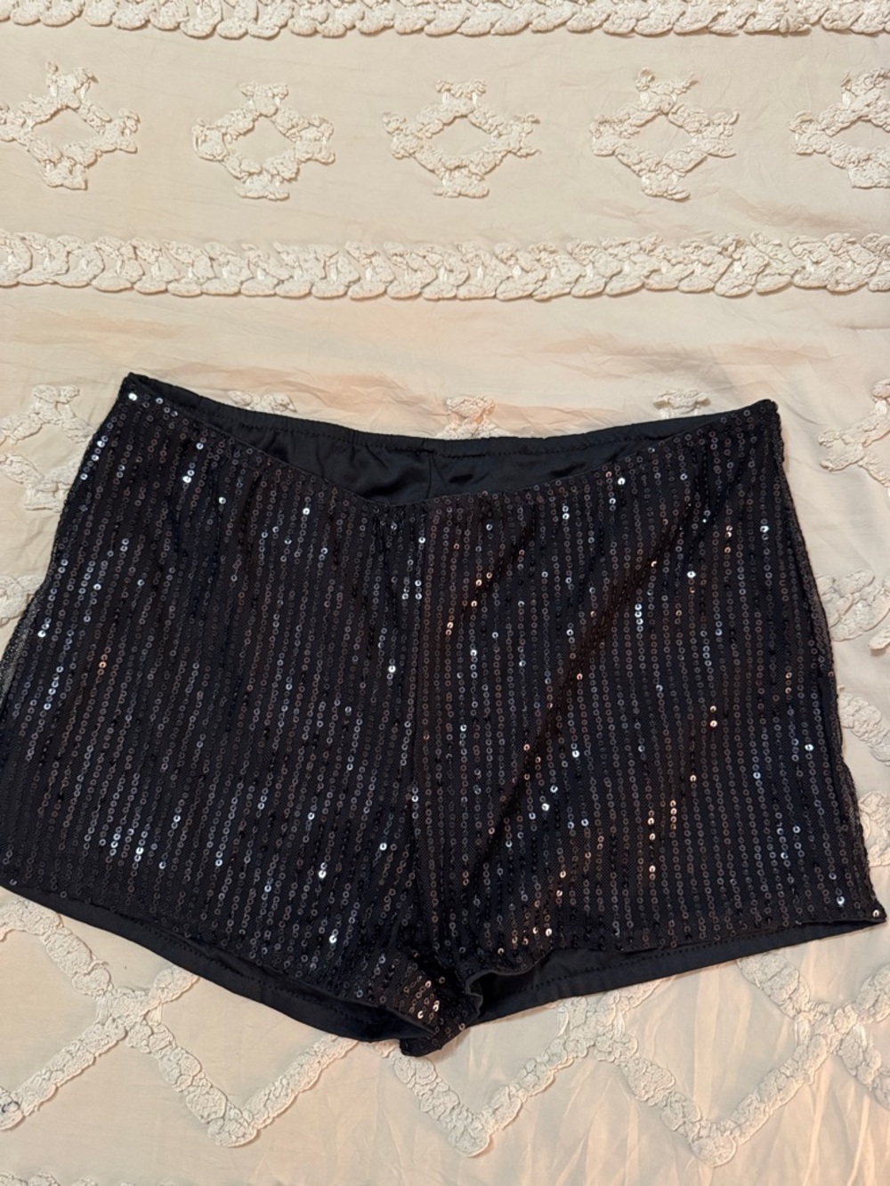 black sequin shorts